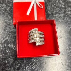 Gold and Diamonds wide band ring 10k 8.25 FIRM